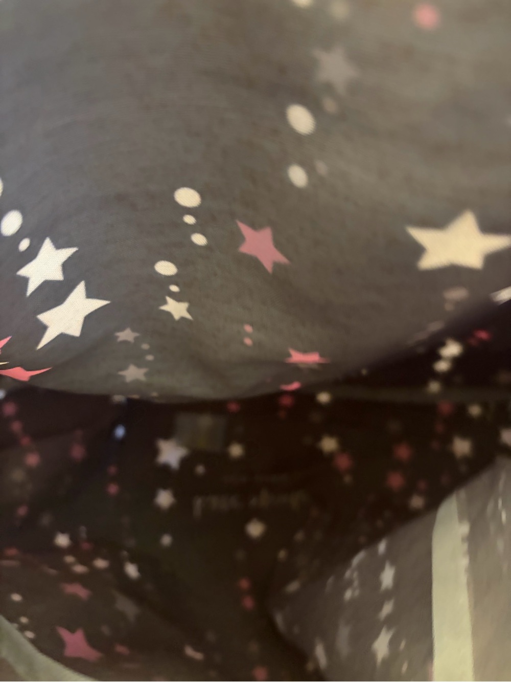 kate spade Black canvas shopper Tote with Pink & White Star Print. NWOT - Picture 6 of 7